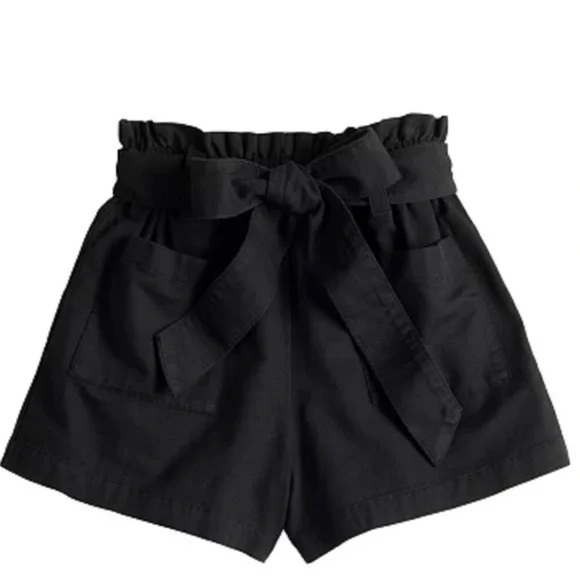 LC Lauren Conrad Smocked Paper Bag Shorts pockets cotton black size medium - Picture 13 of 13